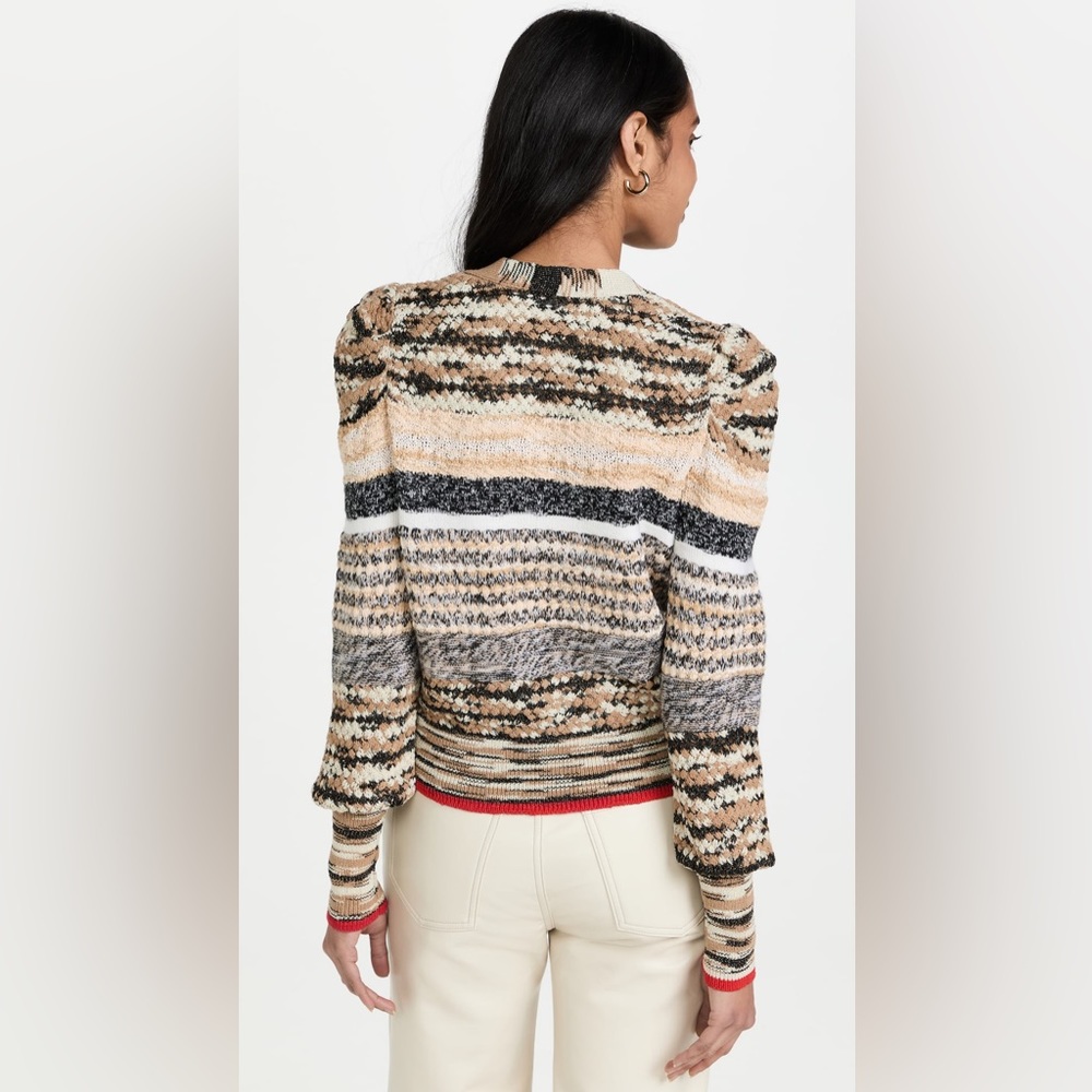 NWT Veronica Beard Cecily Mixed Knit Wool Cardigan Button Sweater - Picture 5 of 11